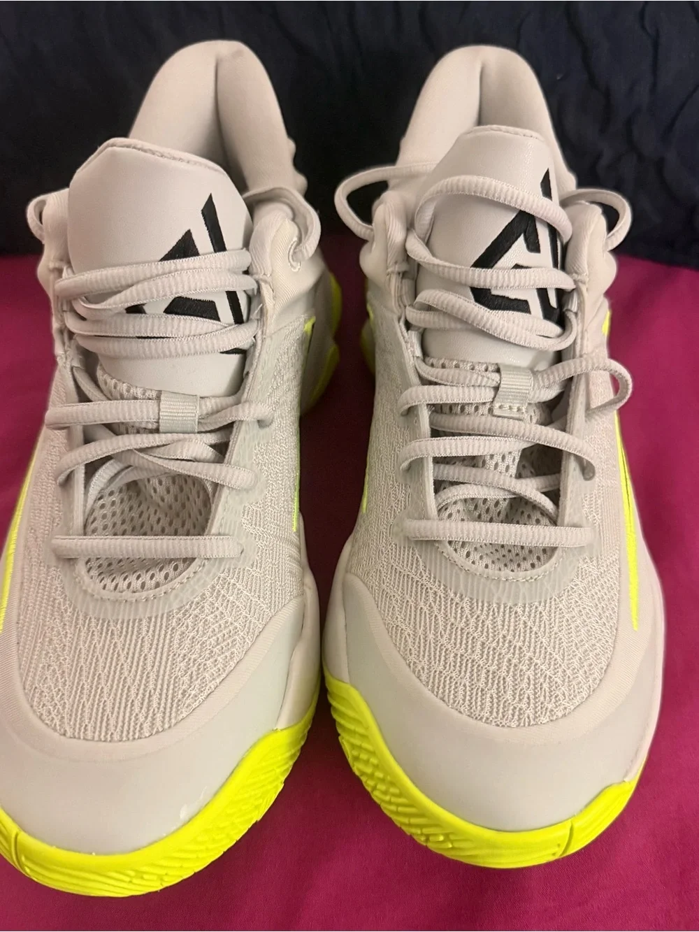 Nike White with Neon Yellow Accents Basketball Shoes